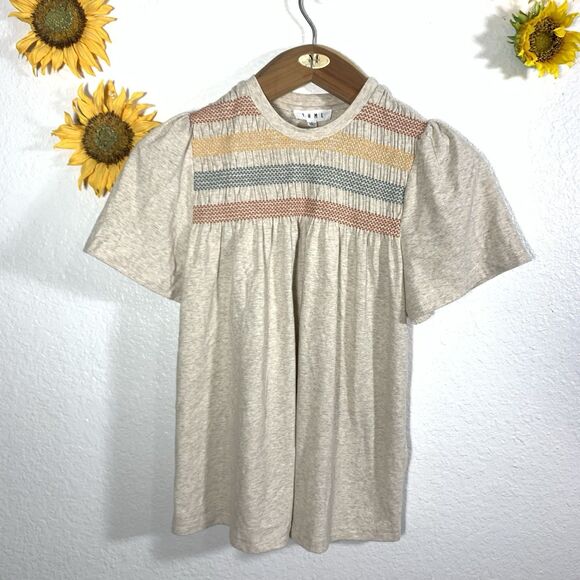 THML Embroidered Short Puffy Sleeve Boho Top Size Small Womens - Picture 2 of 8